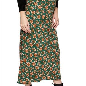 Women's Topshop Nordstrom Willmorris Bias Green Floral Maternity Skirt Size 4